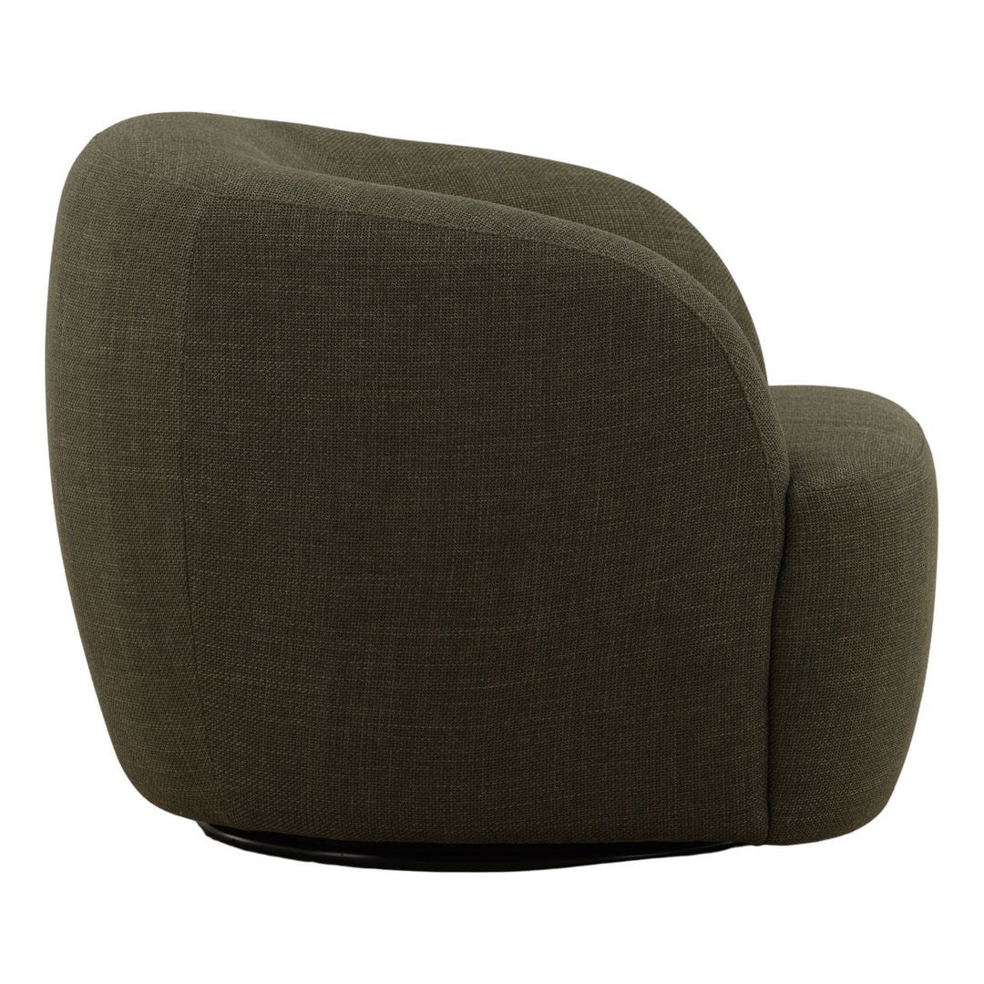 Millen Upholstered Swivel Chair, Green, profile view