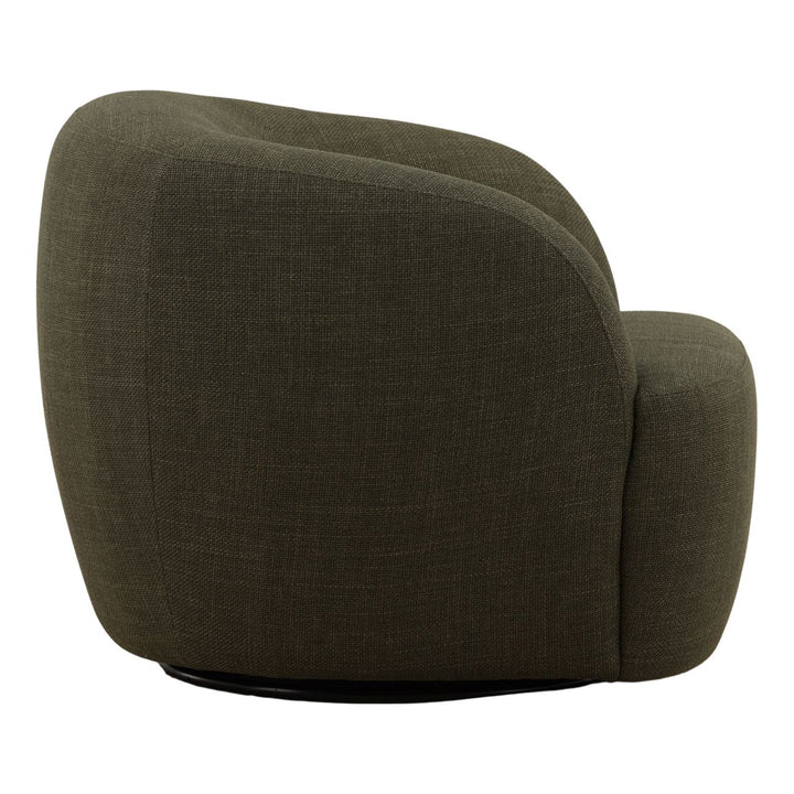 Millen Upholstered Swivel Chair, Green, profile view
