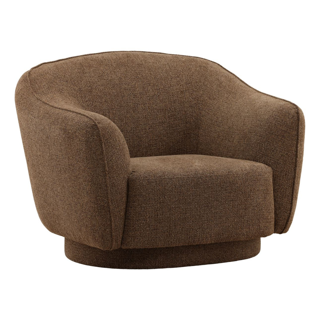 Parkell Chocolate Chenille Lounge Chair, three-quarter studio view