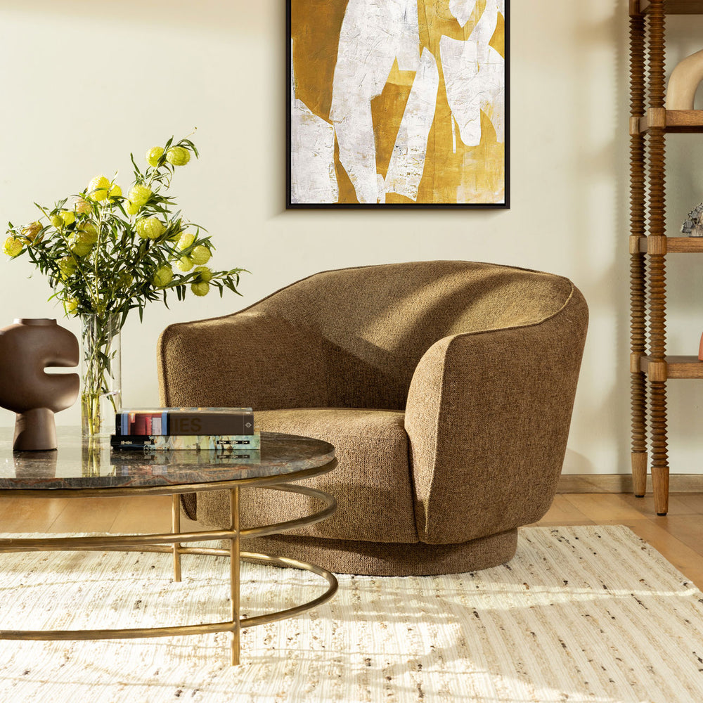 Parkell Chocolate Chenille Lounge Chair, lifestyle view