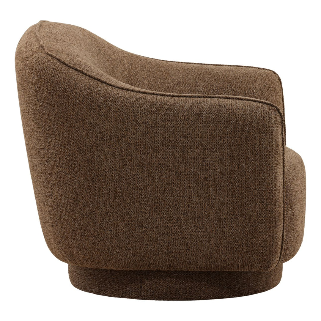 Parkell Chocolate Chenille Lounge Chair, profile view