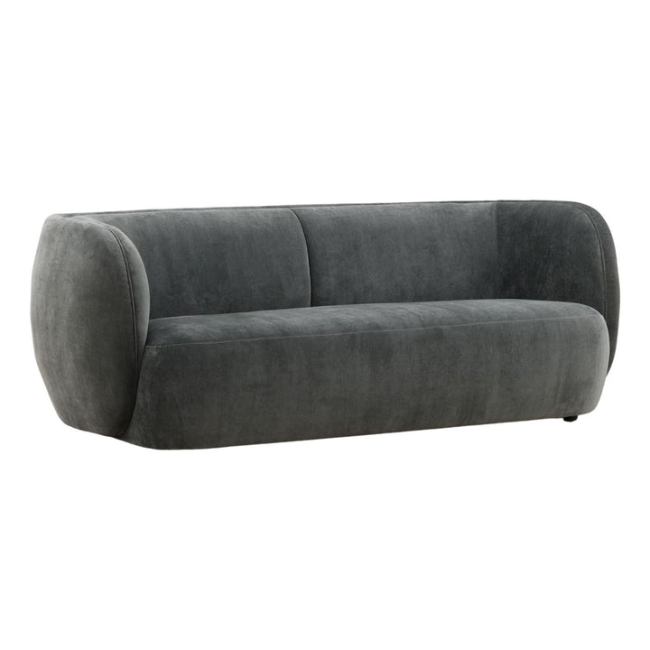 Glenwell Upholstered Sofa, Dust Blue Velvet, three-quarter studio view