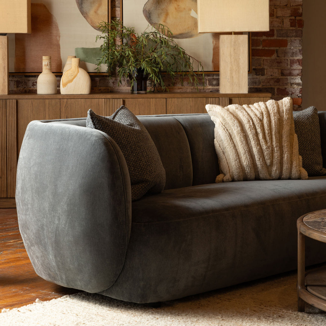 Glenwell Upholstered Sofa, Dust Blue Velvet, lifestyle view