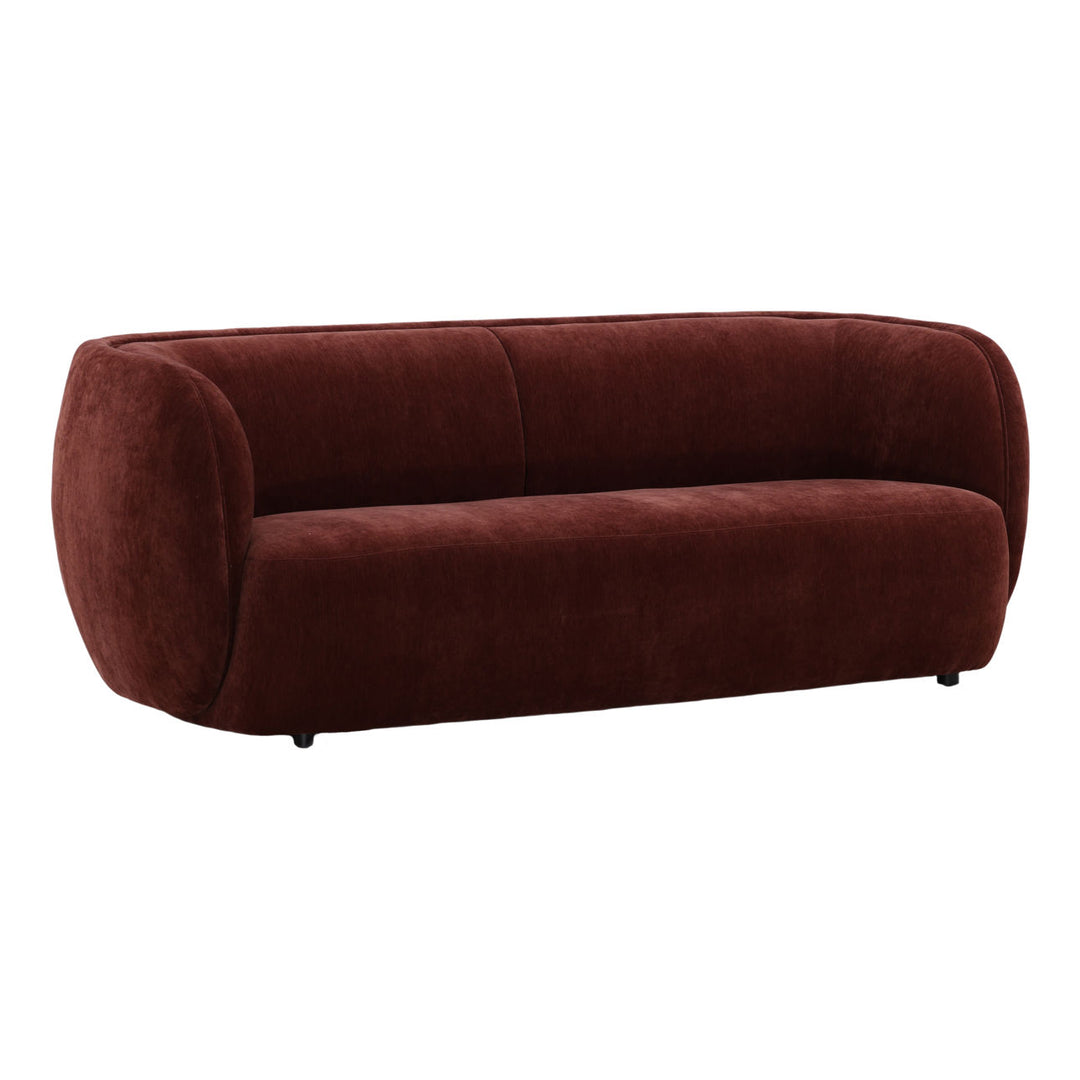 Glenwell Upholstered Sofa, Burgundy Chenille, three-quarter studio view