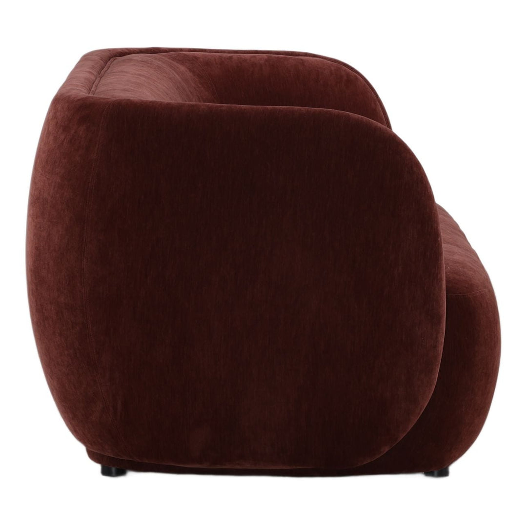 Glenwell Upholstered Sofa, Burgundy Chenille, profile view
