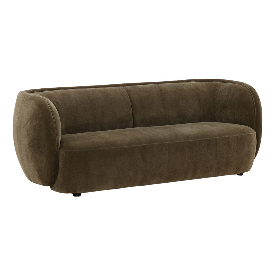 Glenwell Upholstered Sofa, Olive Velvet, three-quarter studio view