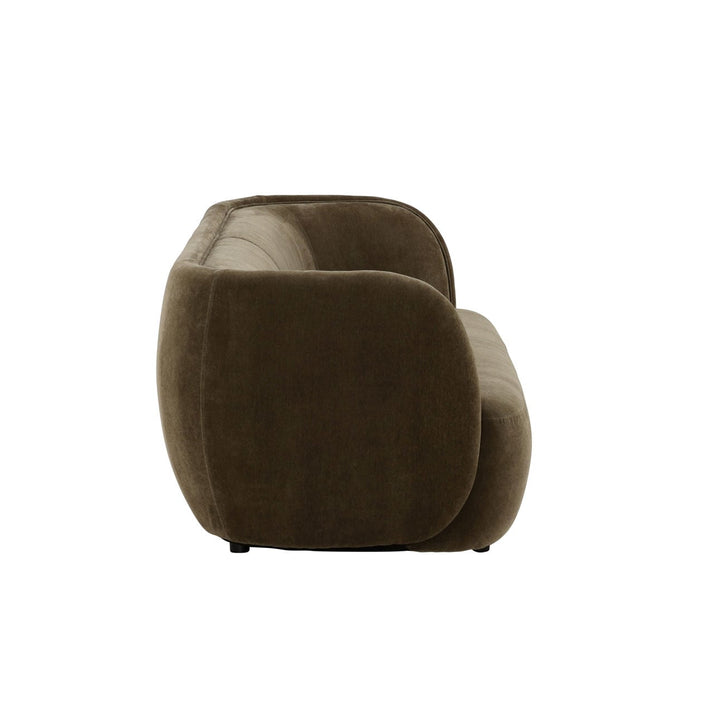 Glenwell Upholstered Sofa, Olive Velvet, profile view