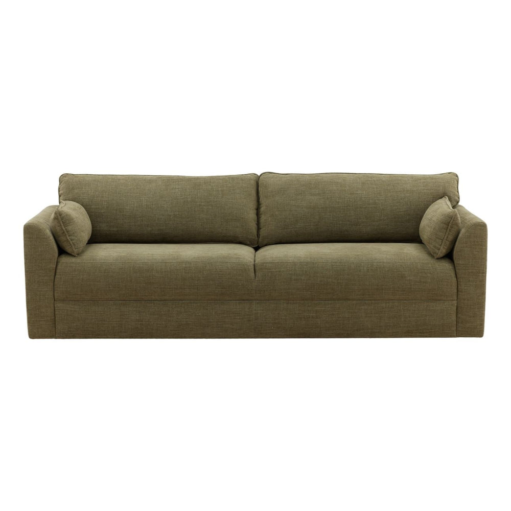 Bourren Green Basketweave Sofa, front view