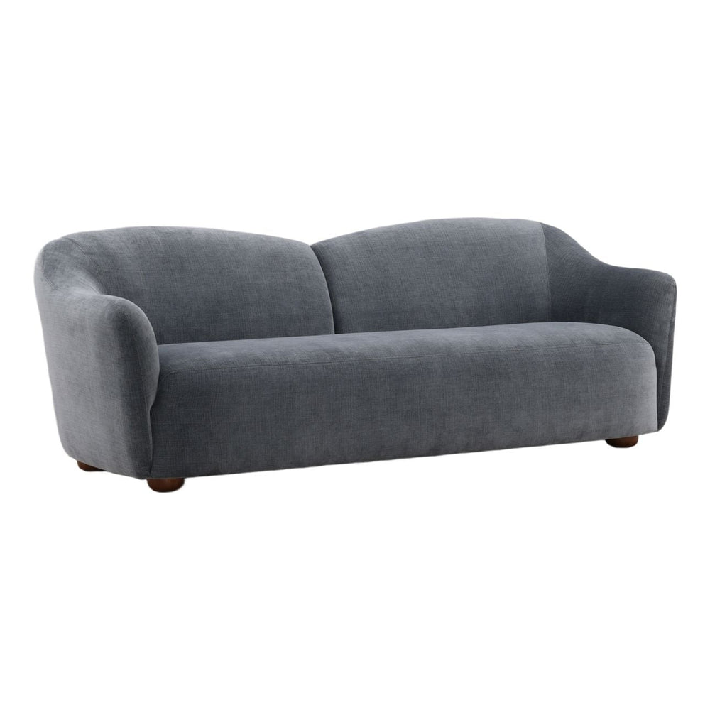 Franelle Upholstered Sofa, Blue, three-quarter studio view