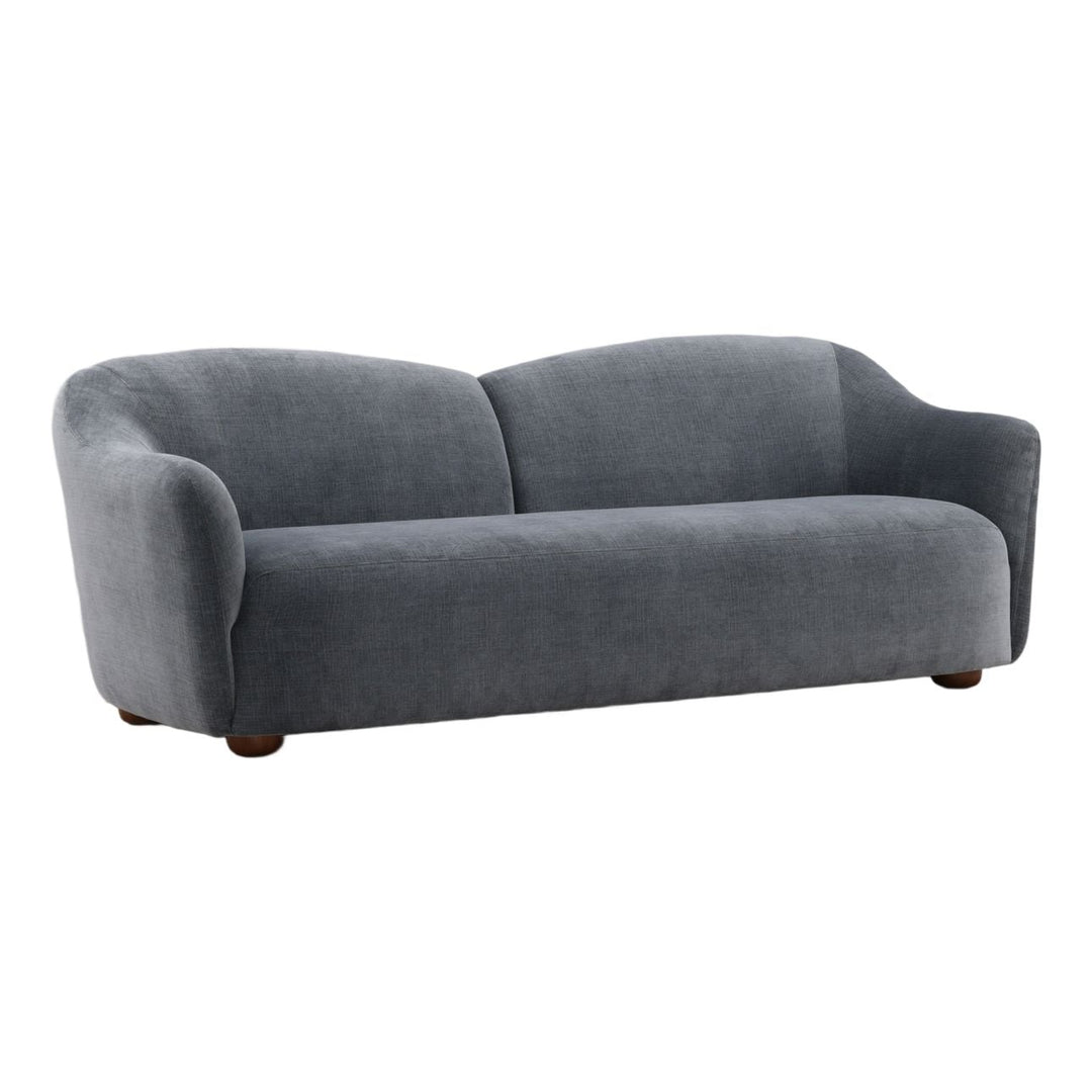 Franelle Upholstered Sofa, Blue, three-quarter studio view