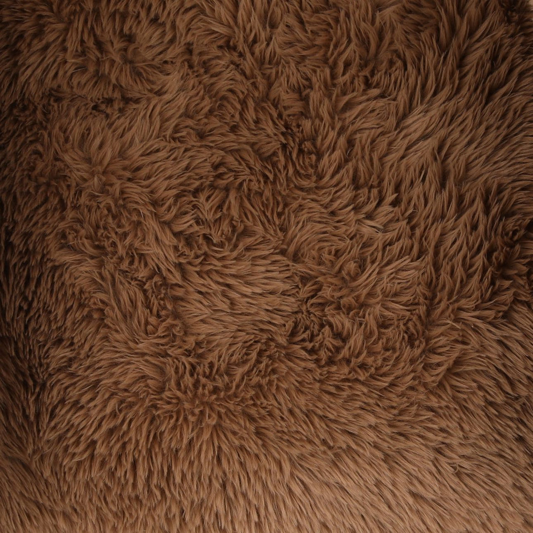 Presden Faux Fur Wood Frame Lounge Chair, Brown, detail 1 view