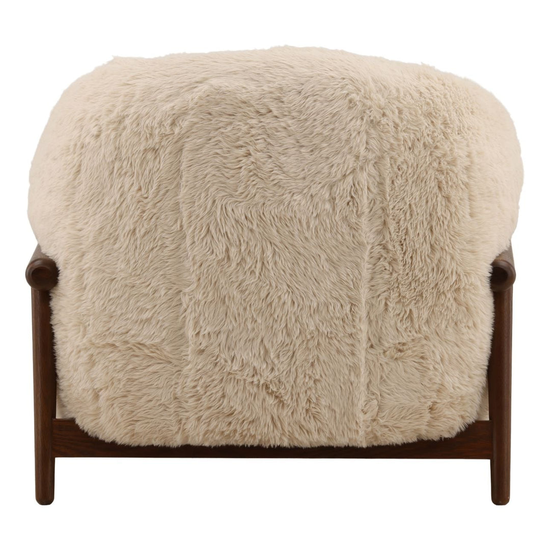 Presden Faux Fur Wood Frame Lounge Chair, Cream, back view