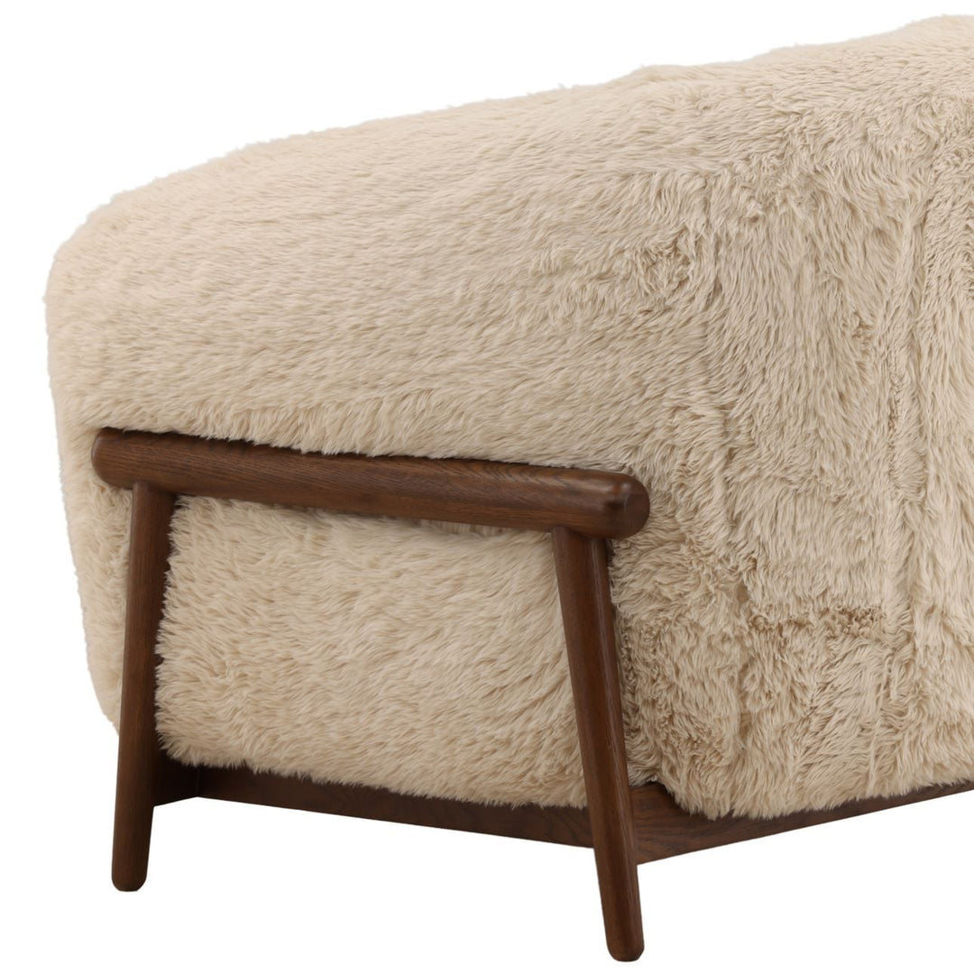 Presden Faux Fur Wood Frame Lounge Chair, Cream, detail 1 view