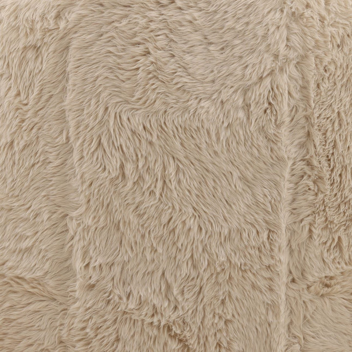 Presden Faux Fur Wood Frame Lounge Chair, Cream, detail 2 view