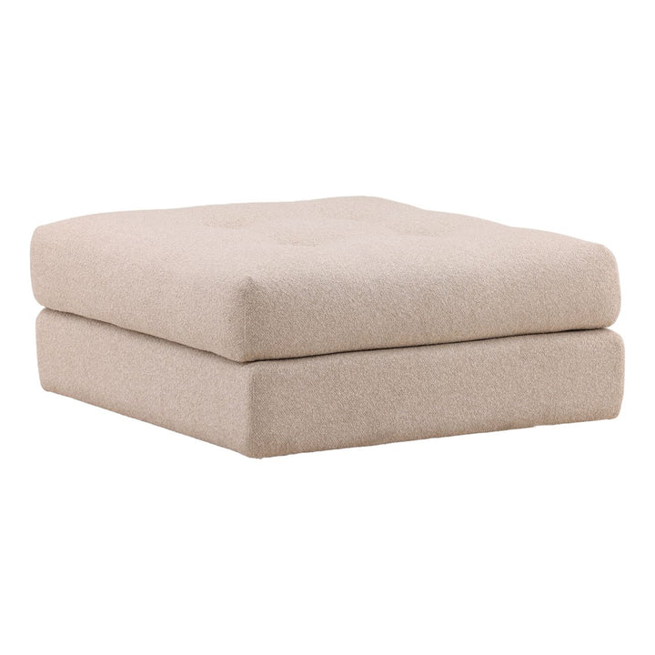 Wren Boucle Ottoman, three-quarter studio view