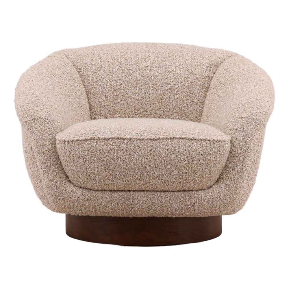 Arbor Beige Boucle Swivel Chair, front view