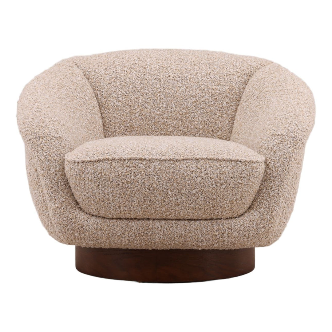 Arbor Beige Boucle Swivel Chair, front view