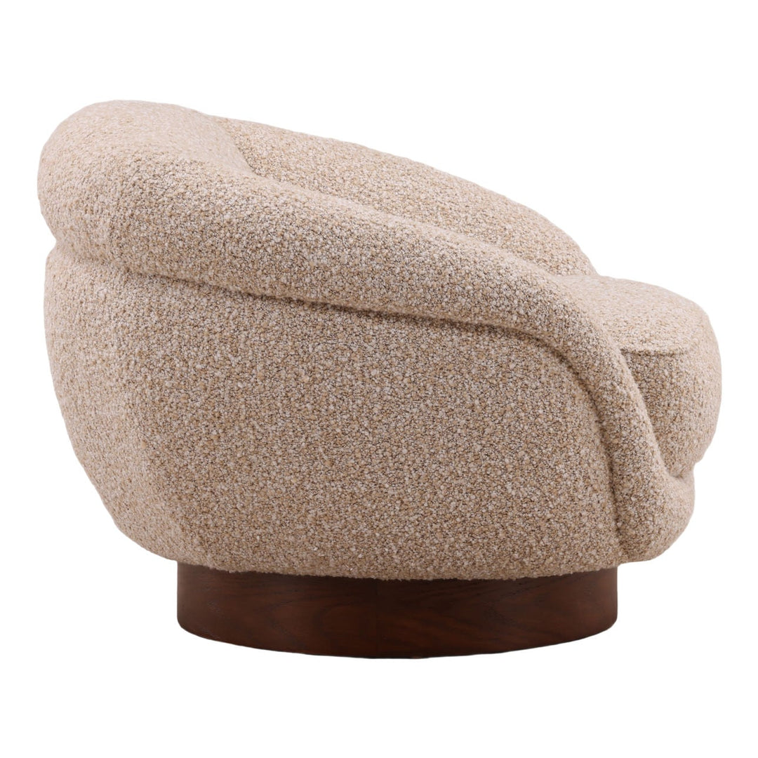 Arbor Beige Boucle Swivel Chair, profile view