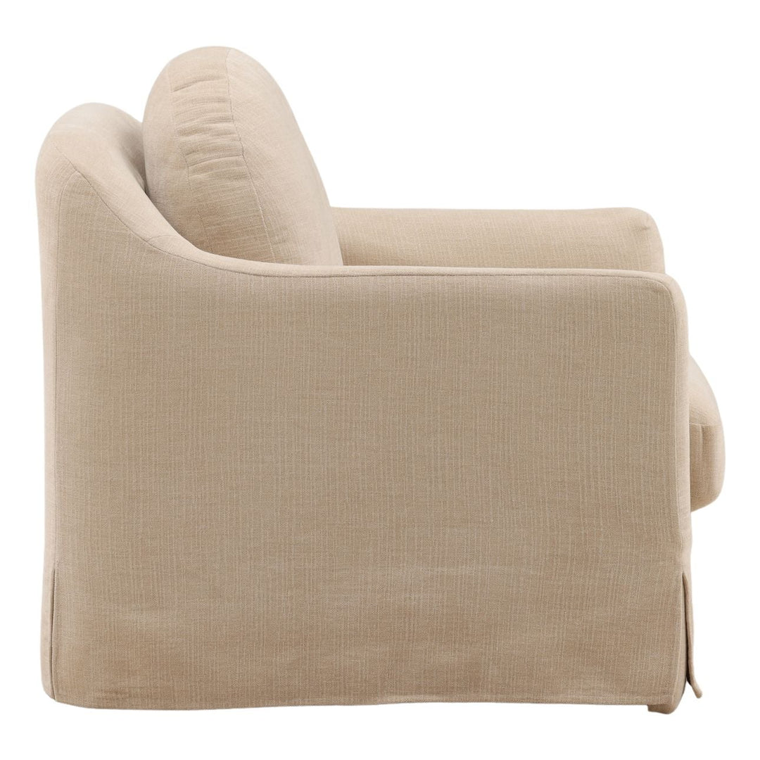 Savelle Sand Chenille Swivel Chair, profile view
