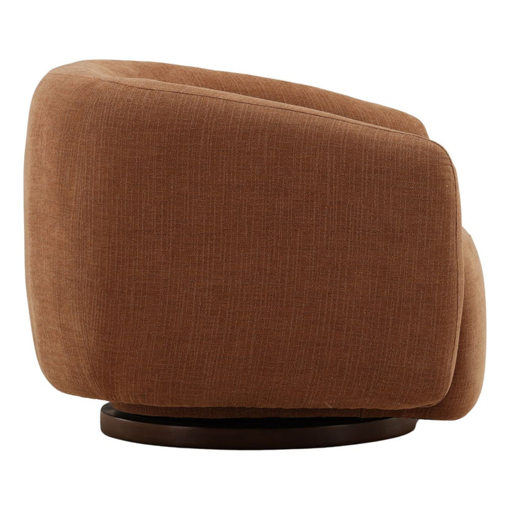 Faena Rust Woven Swivel Chair, profile view