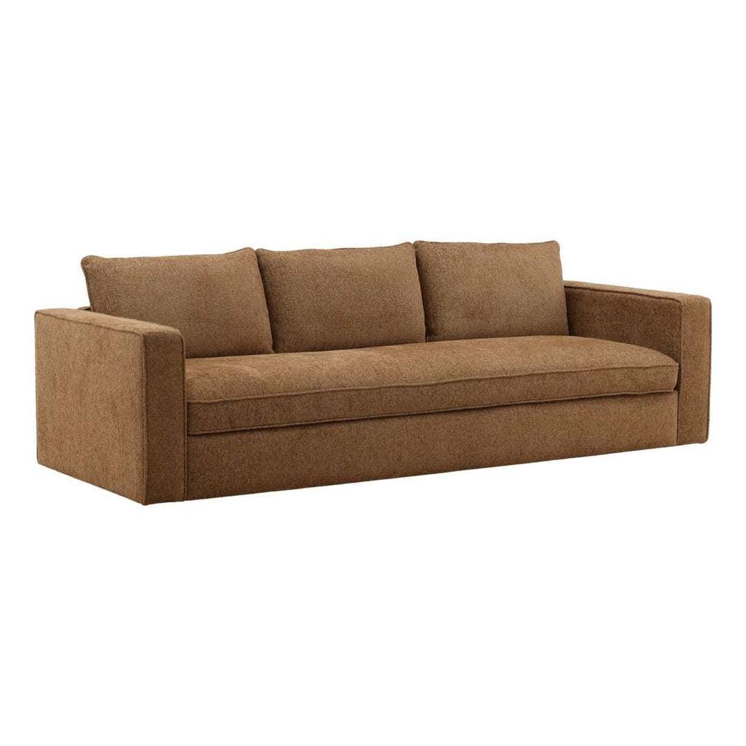 Halren Brown Chenille Sofa, three-quarter studio view