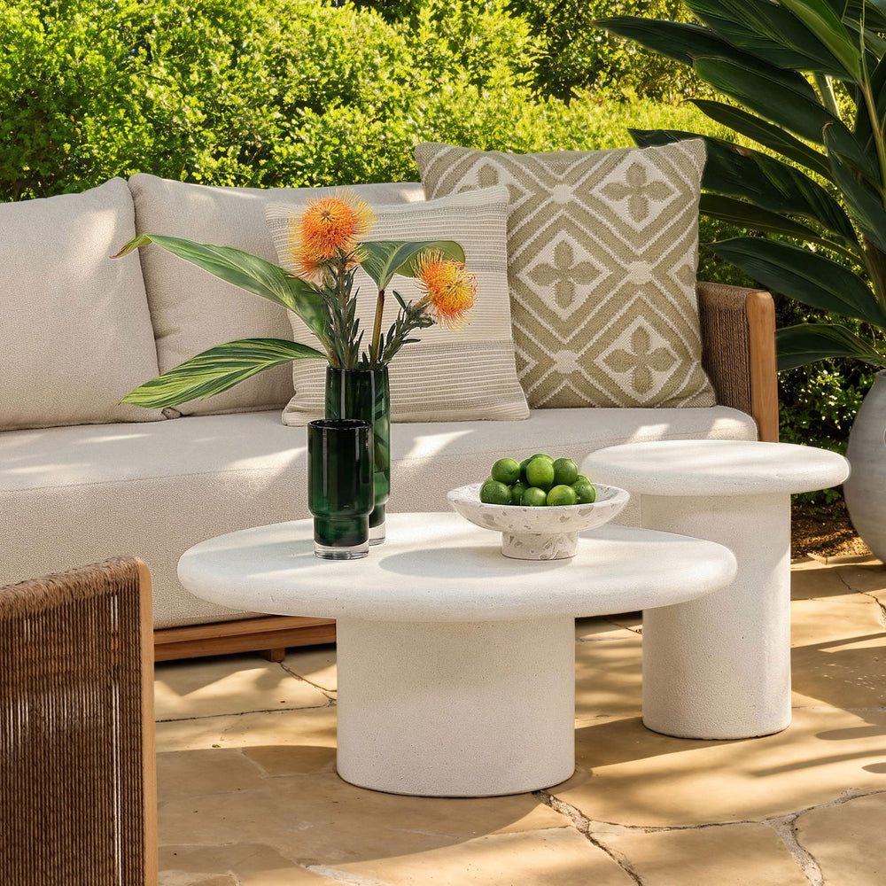 Rafe White Outdoor Coffee Table, lifestyle view