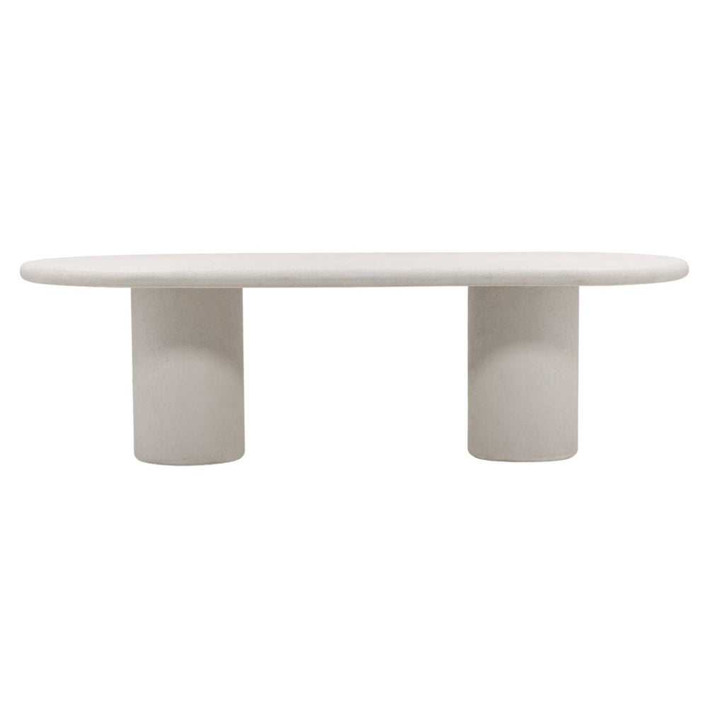 Emmett White Concrete Outdoor Dining Table, front view