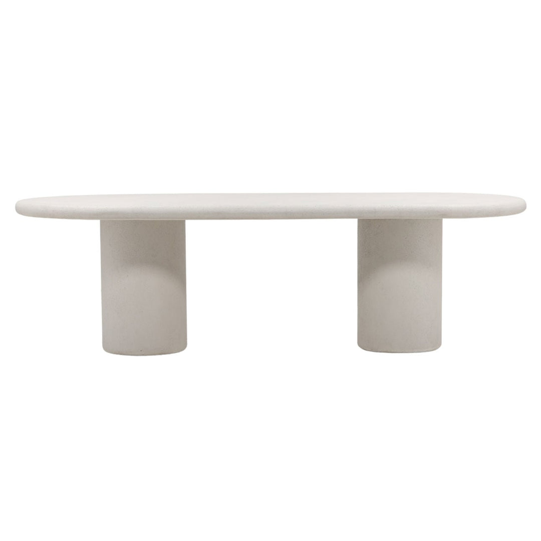 Emmett White Concrete Outdoor Dining Table, front view