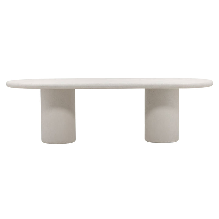 Emmett White Concrete Outdoor Dining Table, front view