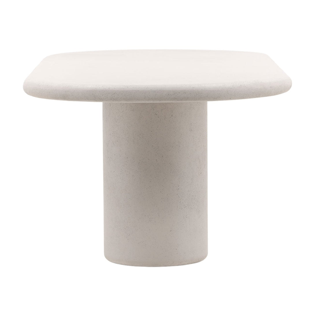 Emmett White Concrete Outdoor Dining Table, profile view