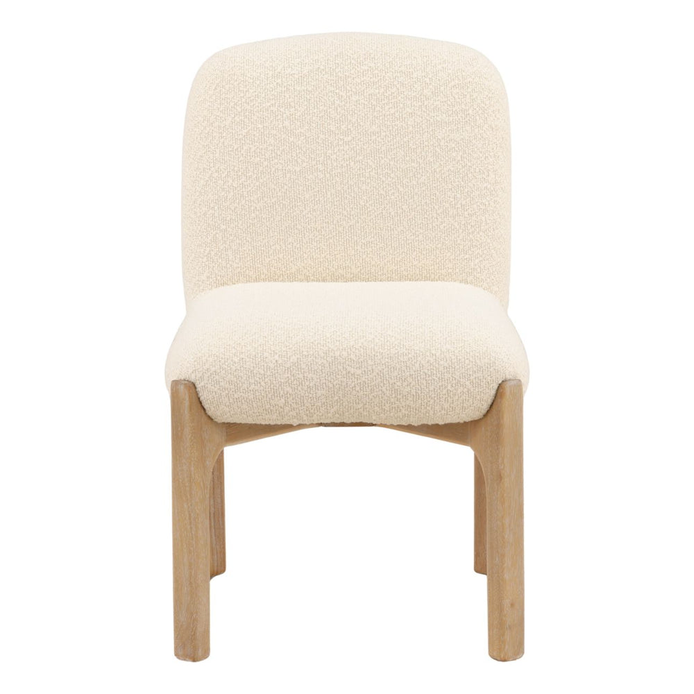 Emberly Cream Boucle Dining Chairs, Set of 2, front view