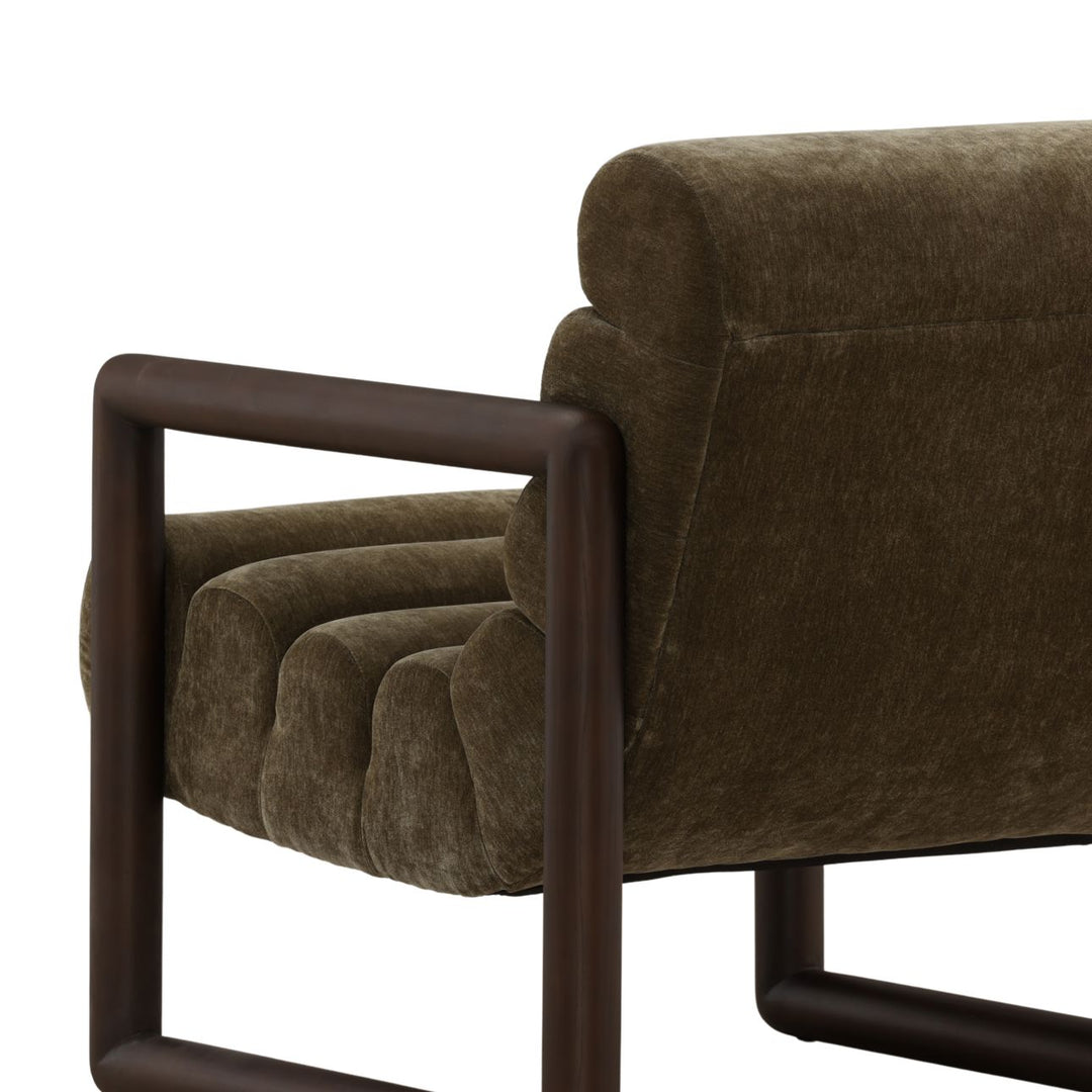 Adelan Velvet and Elm Lounge Chair, Olive, detail 2 view