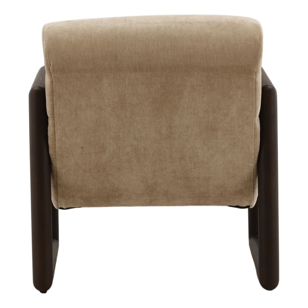 Adelan Velvet and Elm Lounge Chair, Sand, back view