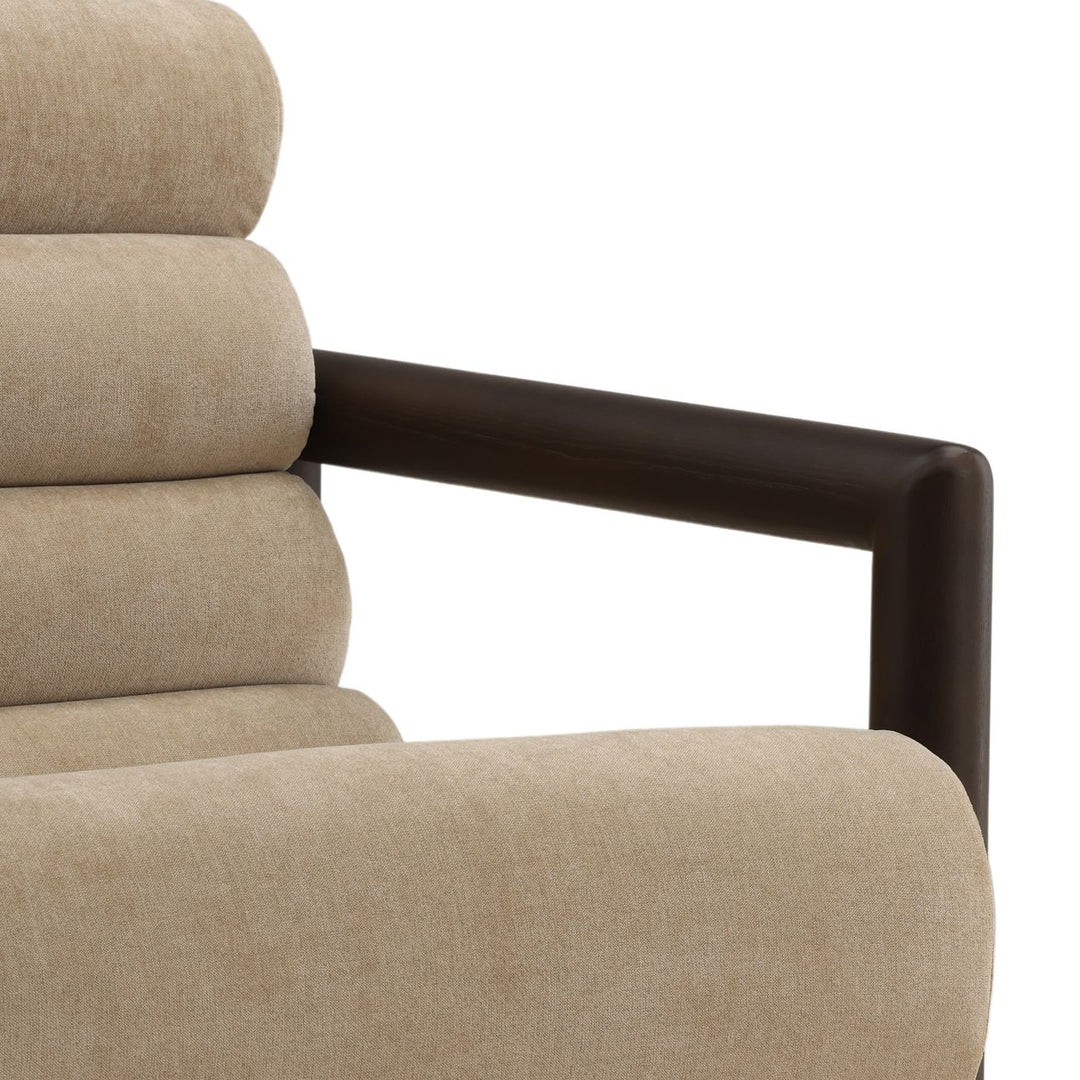 Adelan Velvet and Elm Lounge Chair, Sand, detail 3 view