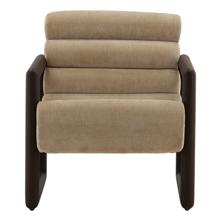 Adelan Velvet and Elm Lounge Chair, Sand, front view