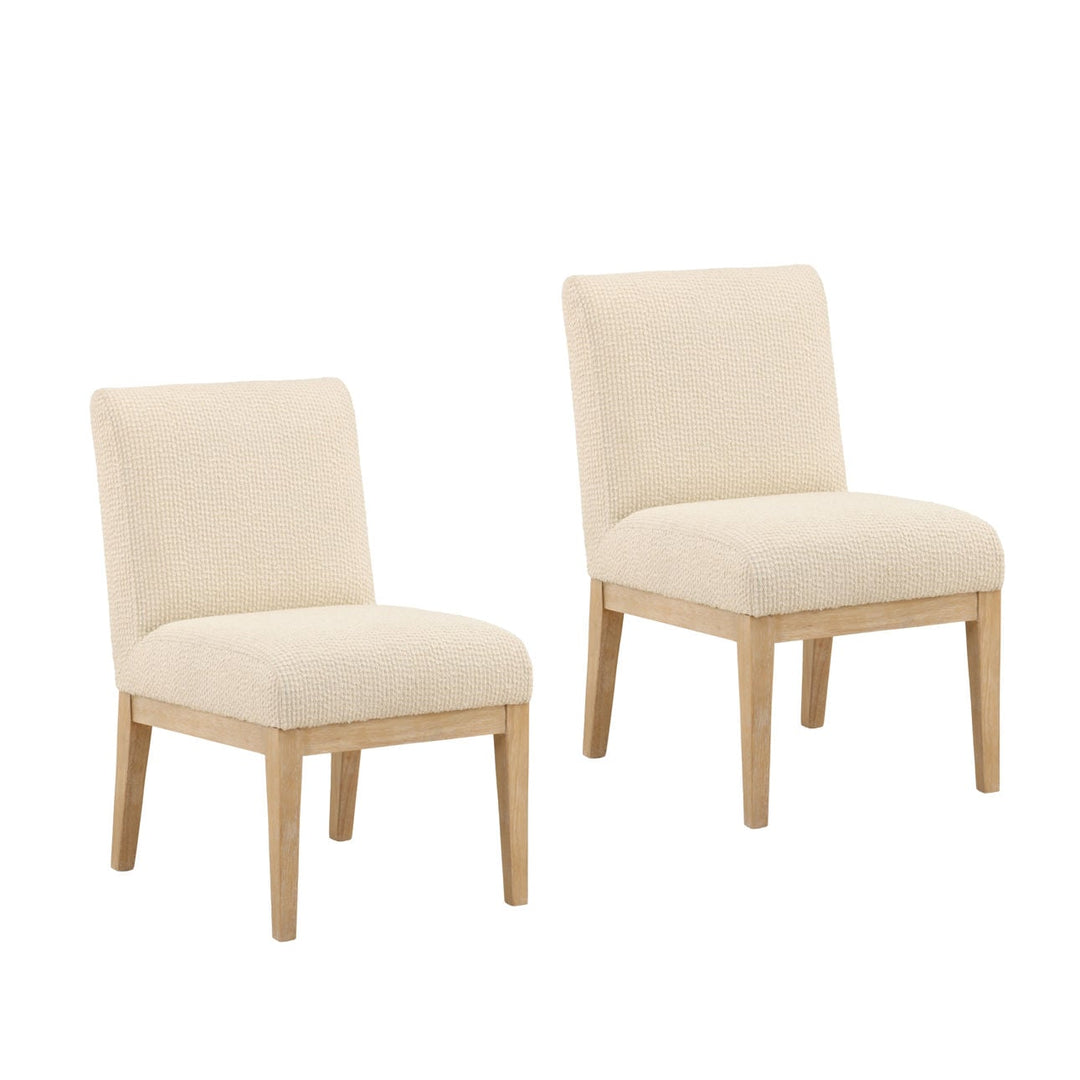 Jalenna Cream Boucle Dining Chairs, Set of 2, three-quarter studio view