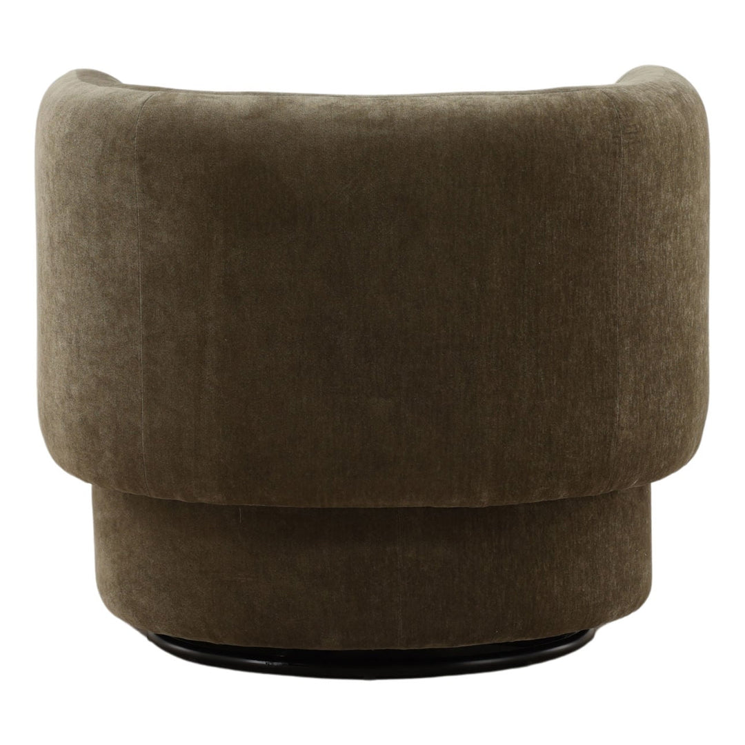 Tovin Olive Velvet Swivel Chair, back view