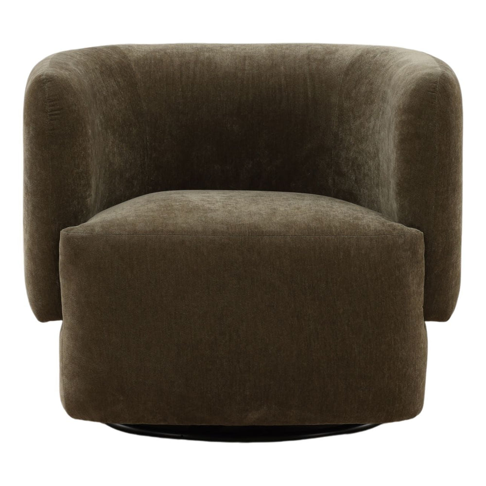 Tovin Olive Velvet Swivel Chair, front view