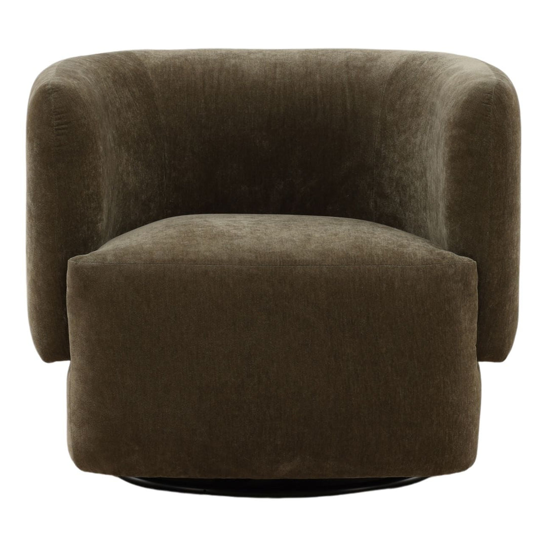 Tovin Olive Velvet Swivel Chair, front view