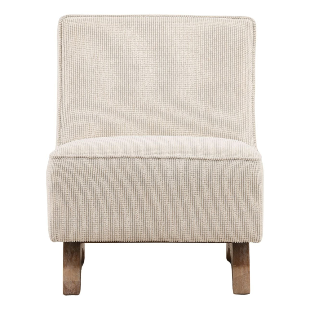 Abrienne Upholstered Wood Frame Lounge Chair, Cream, front view