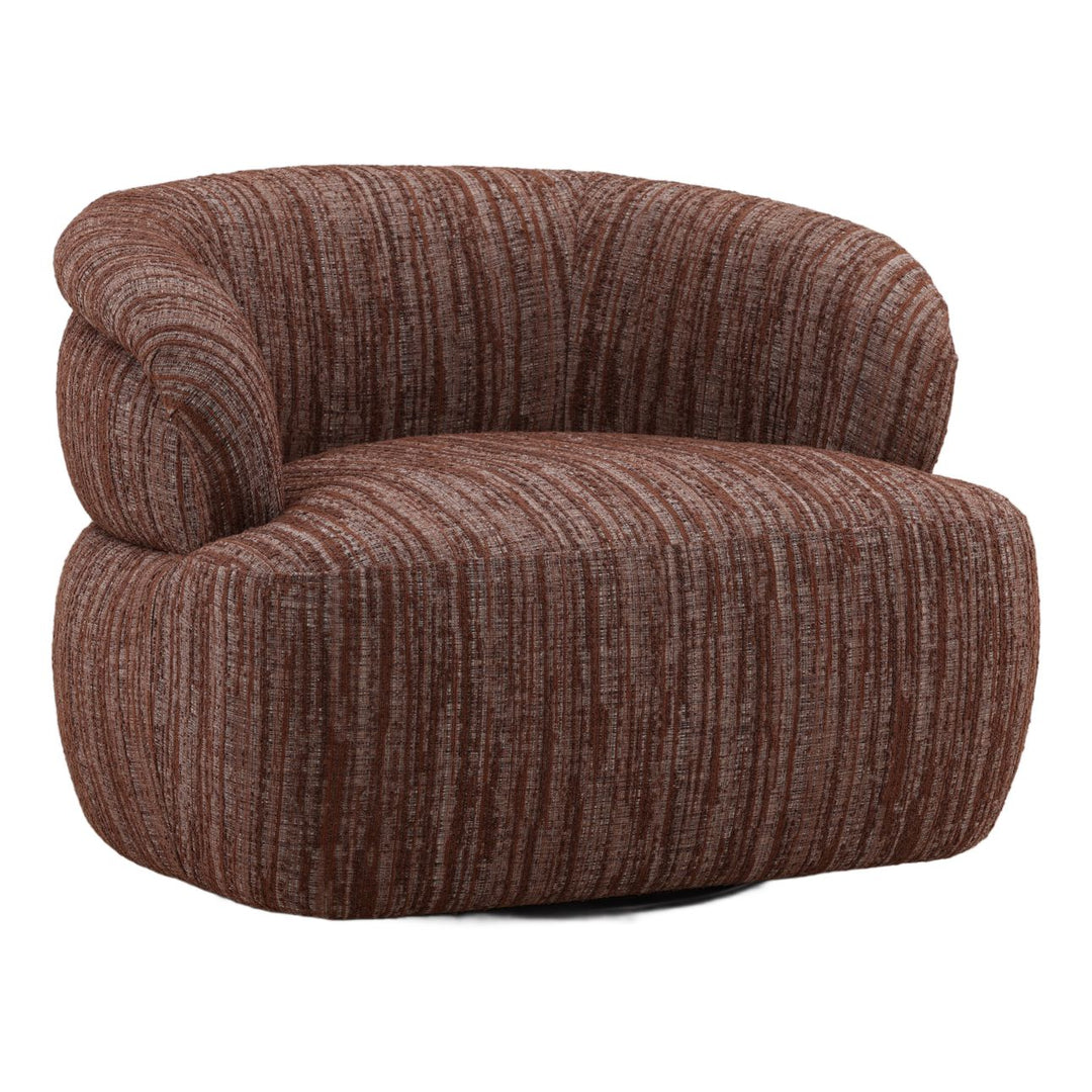 Alara Brown Chenille Lounge Chair, three-quarter studio view