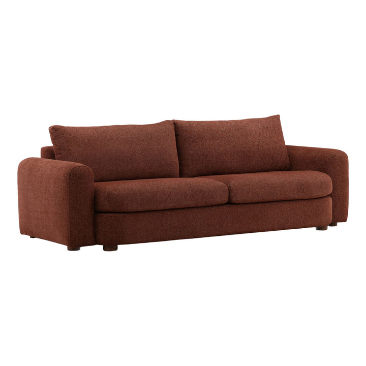Franwell Chenille Sofa, Rust, three-quarter studio view