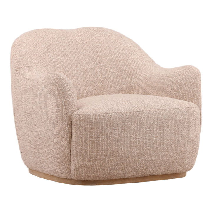 Kiara Taupe Chenille Lounge Chair, three-quarter studio view