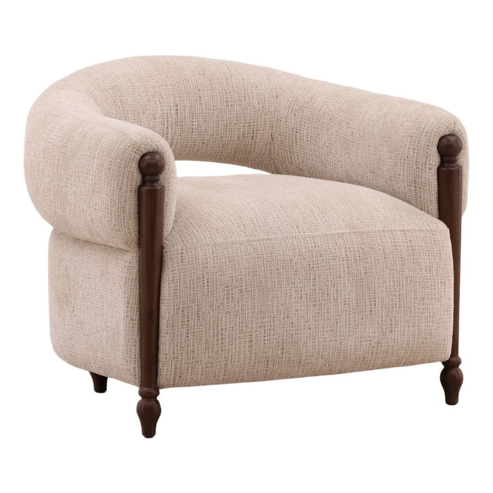 Mirabel Oatmeal Chenille Lounge Chair, three-quarter studio view