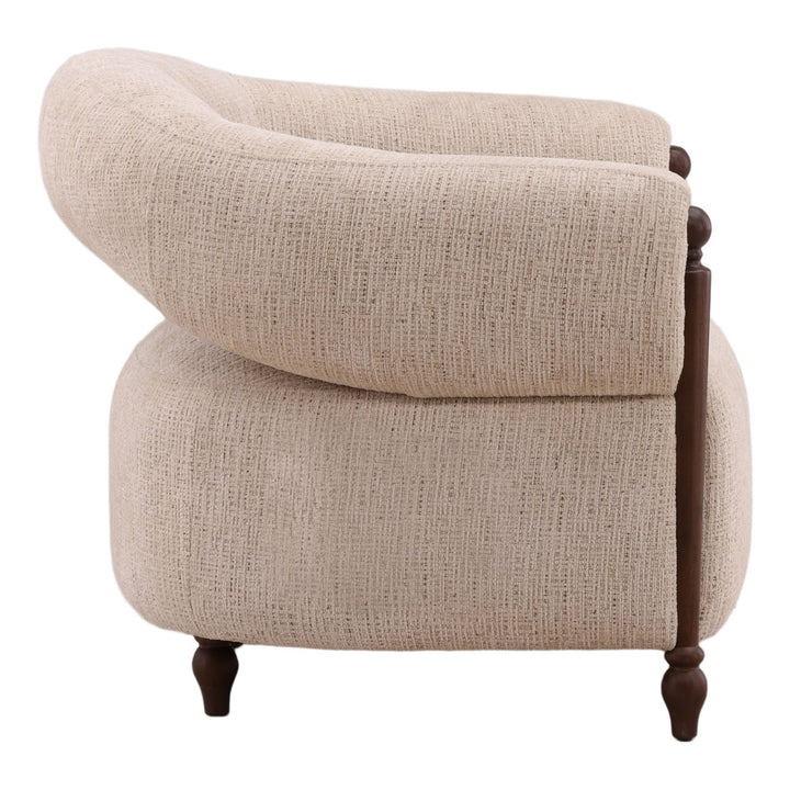 Mirabel Oatmeal Chenille Lounge Chair, profile view