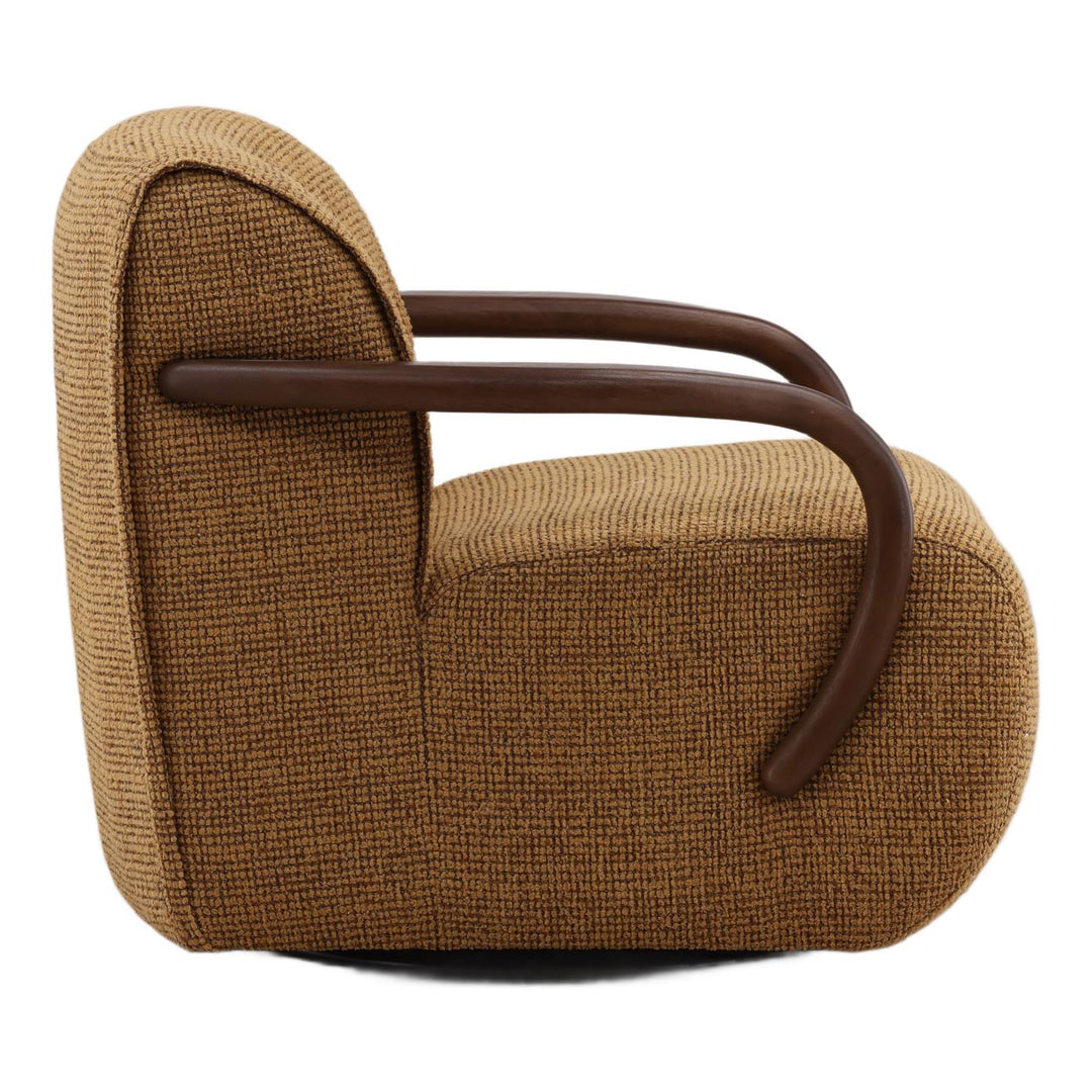 Roslyn Ochre Chenille Swivel Chair, profile view