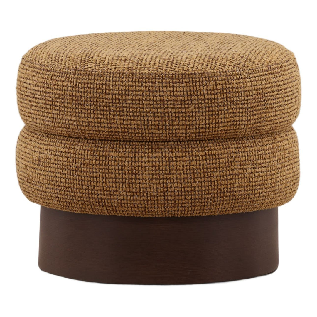 Kalon Ochre Stool, three-quarter studio view