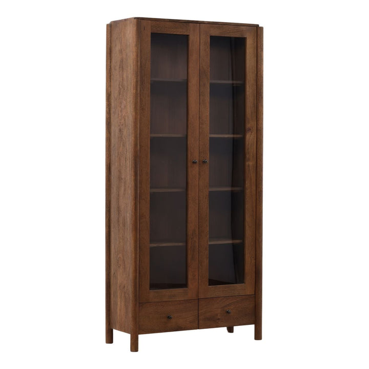 Reina Mango Wood Storage Cabinet, three-quarter studio view