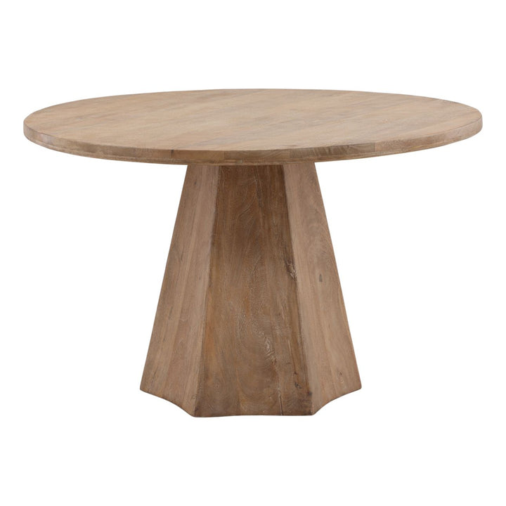 Briar Natural Mango Wood Dining Table, three-quarter studio view