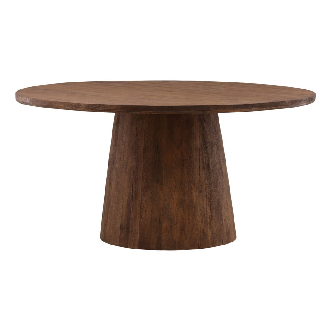 Paxton Brown Mango Wood Dining Table, three-quarter studio view